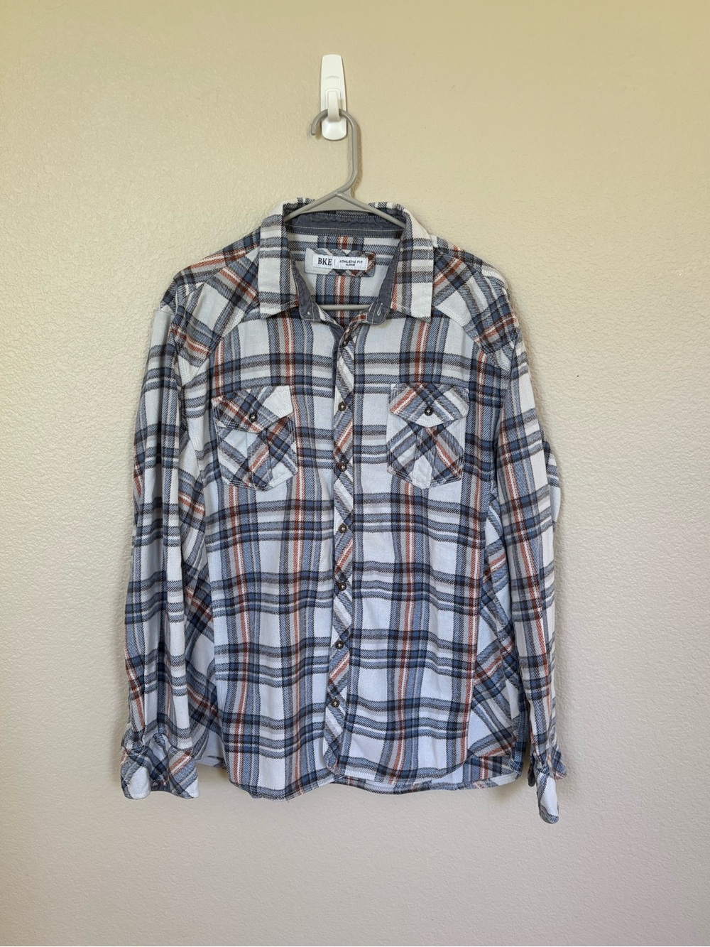 BKE White Plaid Button-Down Shirt
